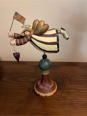 Williraye Studio Patriotic Angel Sculpture - Red, Cream & Gold Decorative Art